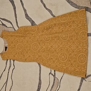 Atos Lombardini Gold Jacquard Dress
